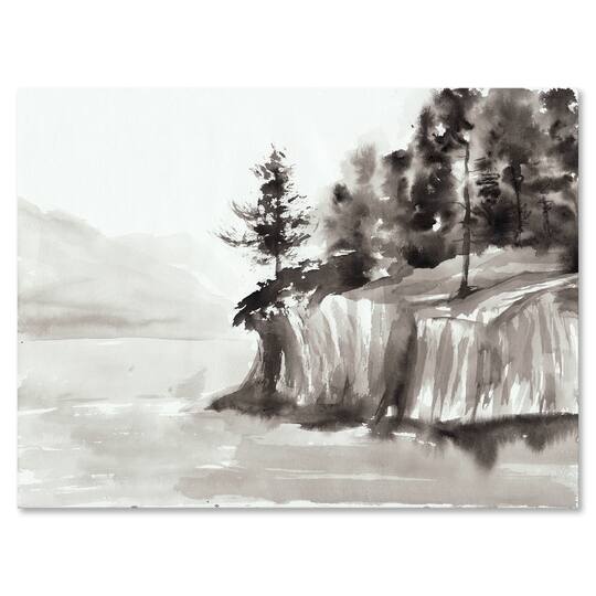 Designart - Monochrome Cliffs By The Lake
